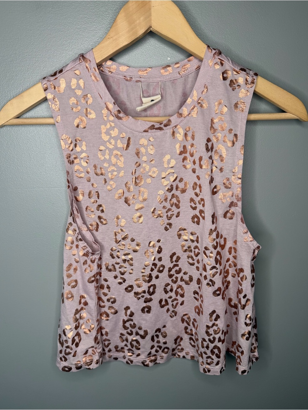 Spiritual Gangsta Active Crop Tank Metallic Rose Gold Leopard - Picture 2 of 9